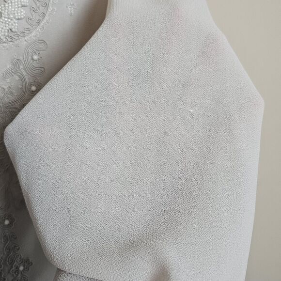 R&M RICHARDS Women’s 20WP Petite Suit Jacket Beige Sheer Beaded Grandma Work - Picture 5 of 11